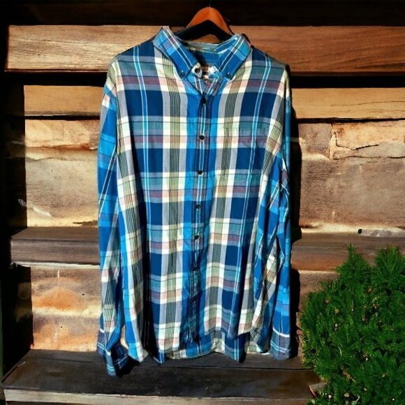 Old Navy Plaid Slim Fit Men’s XL Long Sleeve Button Down Shirt - Picture 2 of 9
